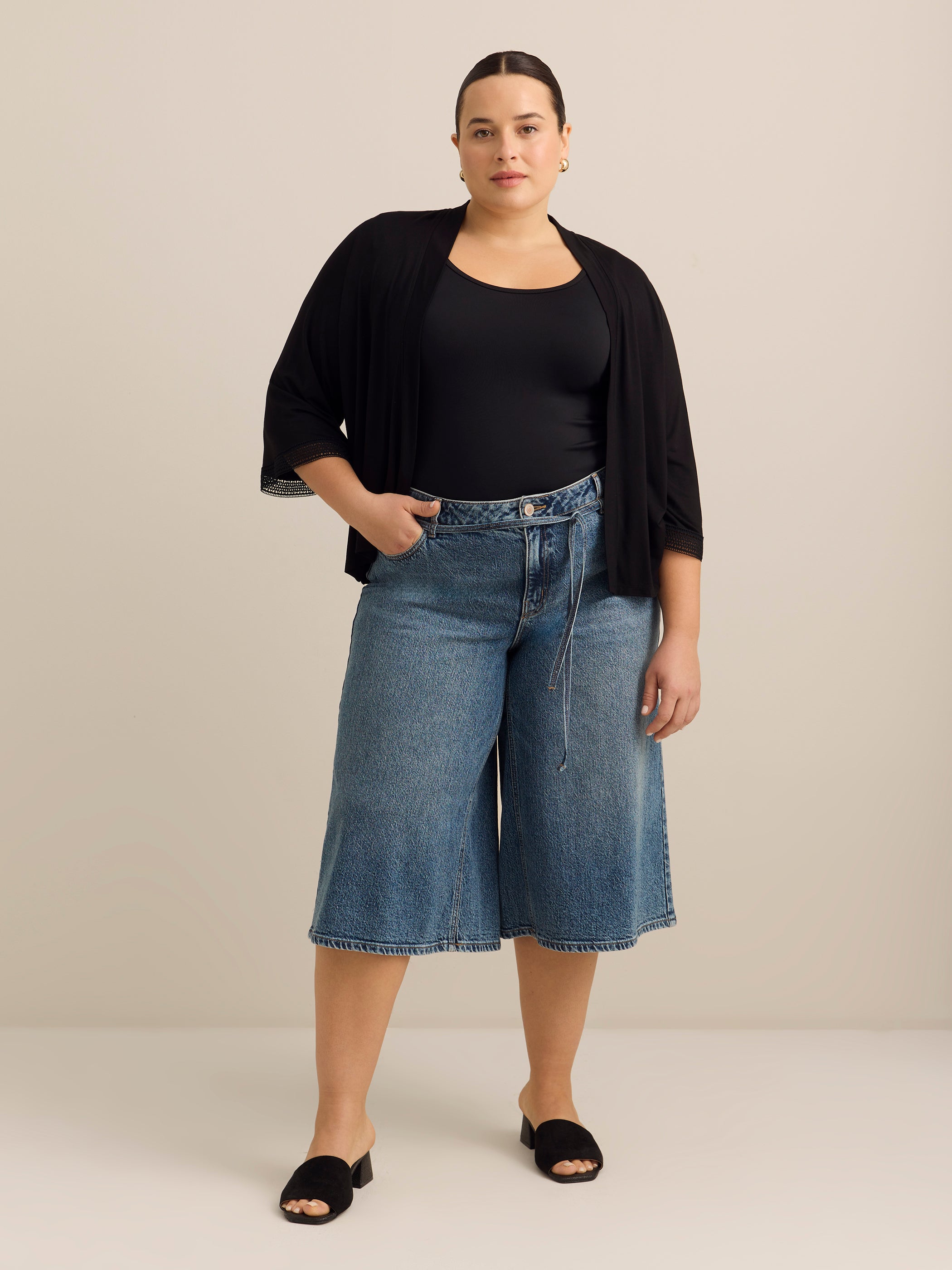 Responsible, Open Front 3/4 Sleeve Cardigan