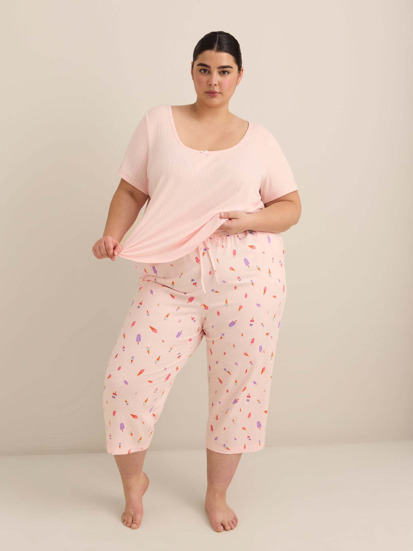 Printed Straight-Leg Pyjama Capri Pant - ti Voglio