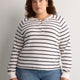 White and Navy Striped Henley Long-Sleeve Tee - Levi's