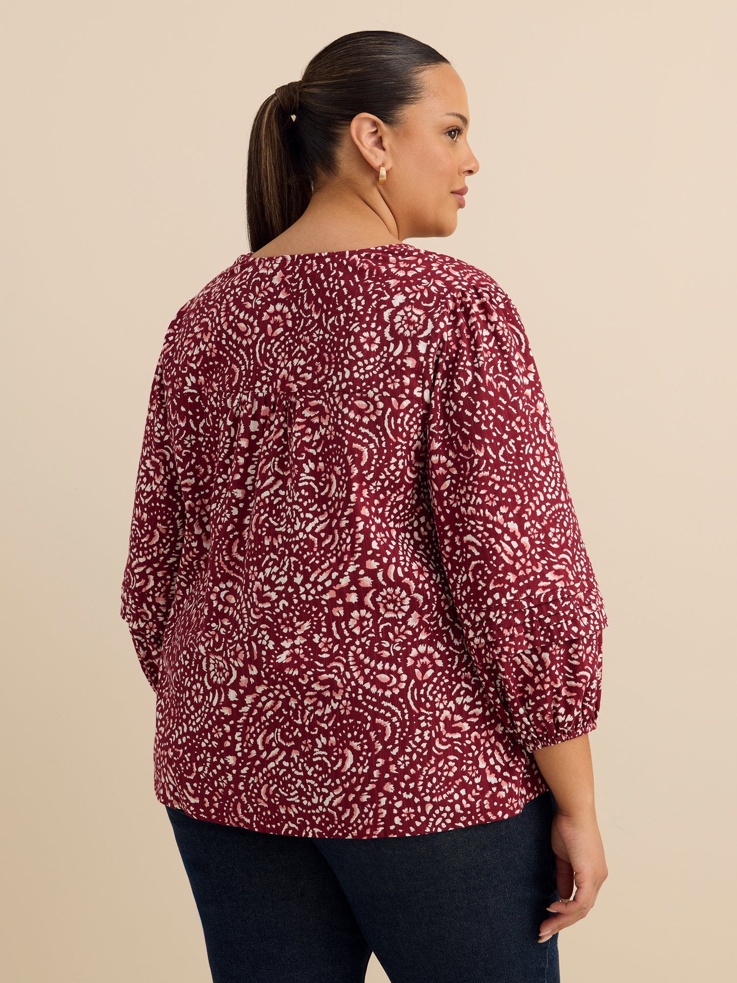 Cotton Blouse with Balloon Sleeves