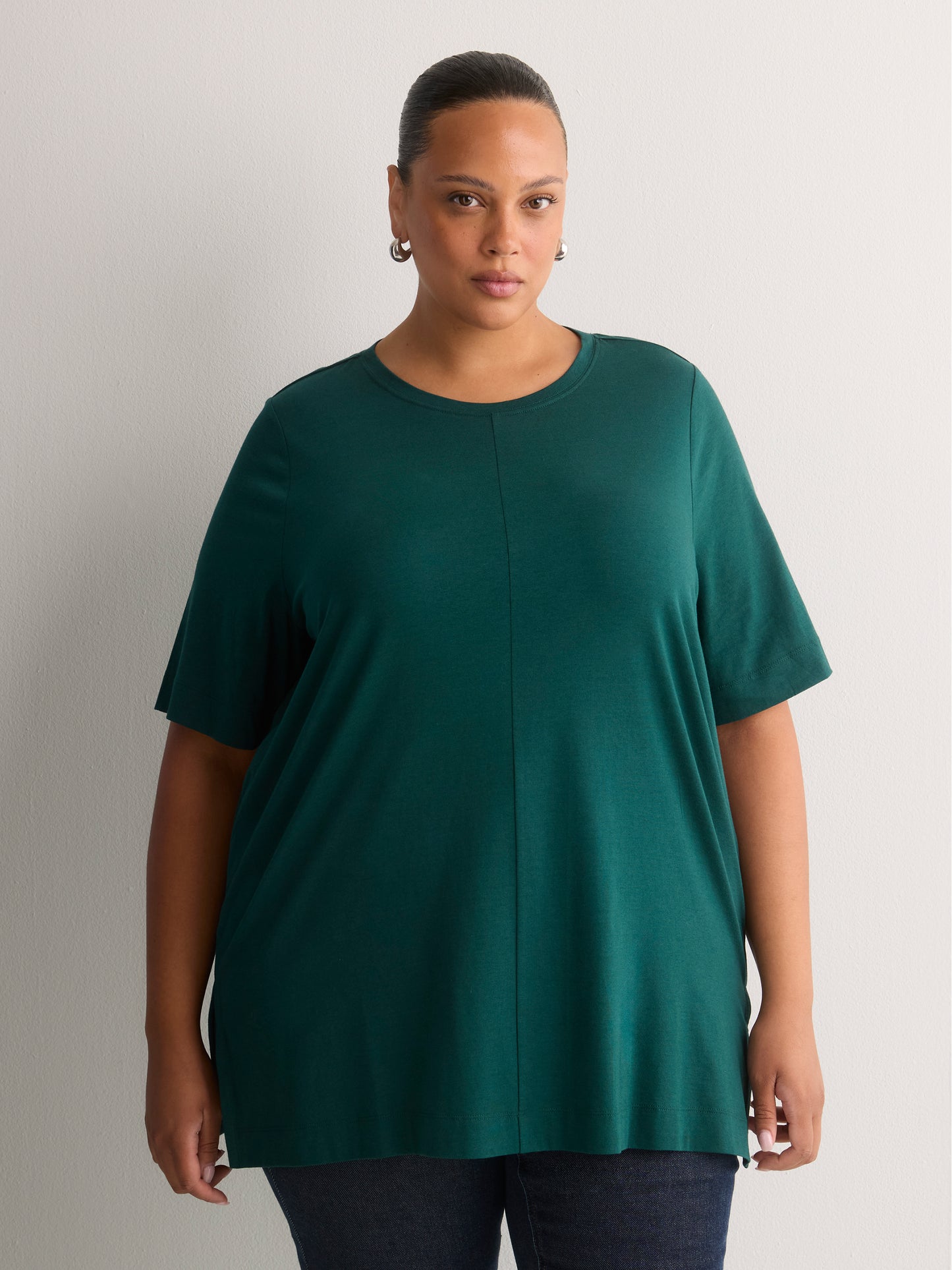 Responsible, Straight Cotton Knit Crew Neck Tunic