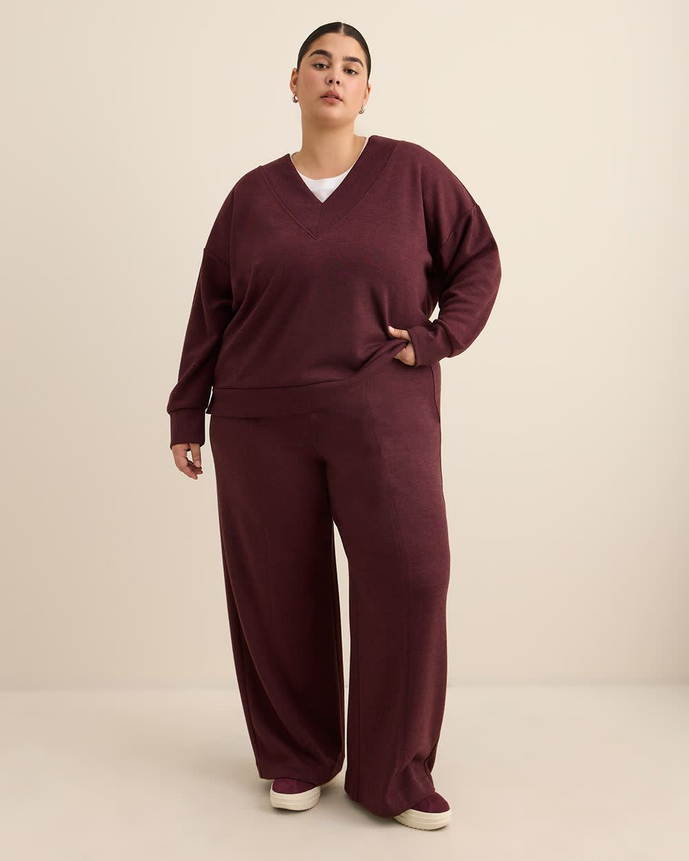 Pull-On Wide-Leg Knit Pant