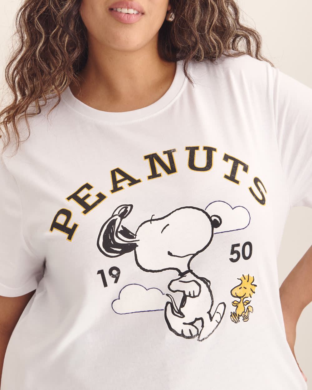 White Tee with Snoopy Print