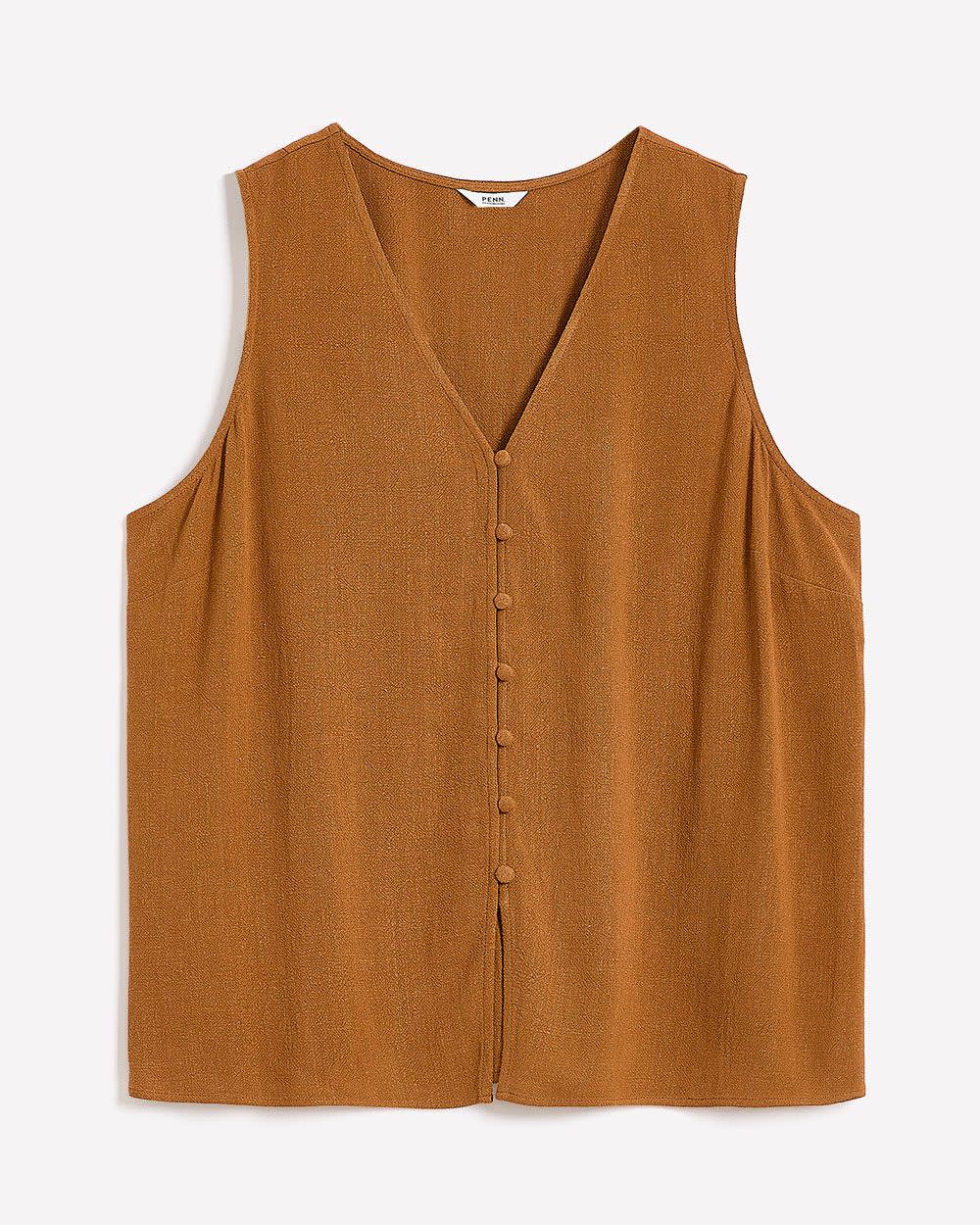 Blouse boutonnée sans manches à encolure en V