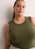 Grey Pointelle Knit Fitted Tank Top