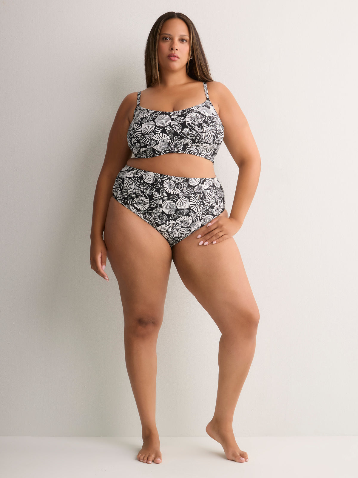 Black Seashell Bikini Crop Top