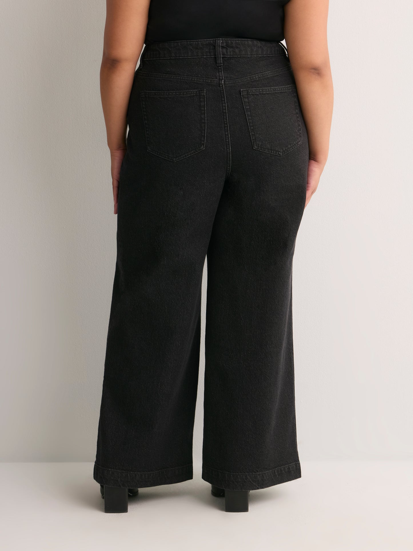 Classic-Fit High-Rise Wide-Leg Black Denim Pant - d/C jeans