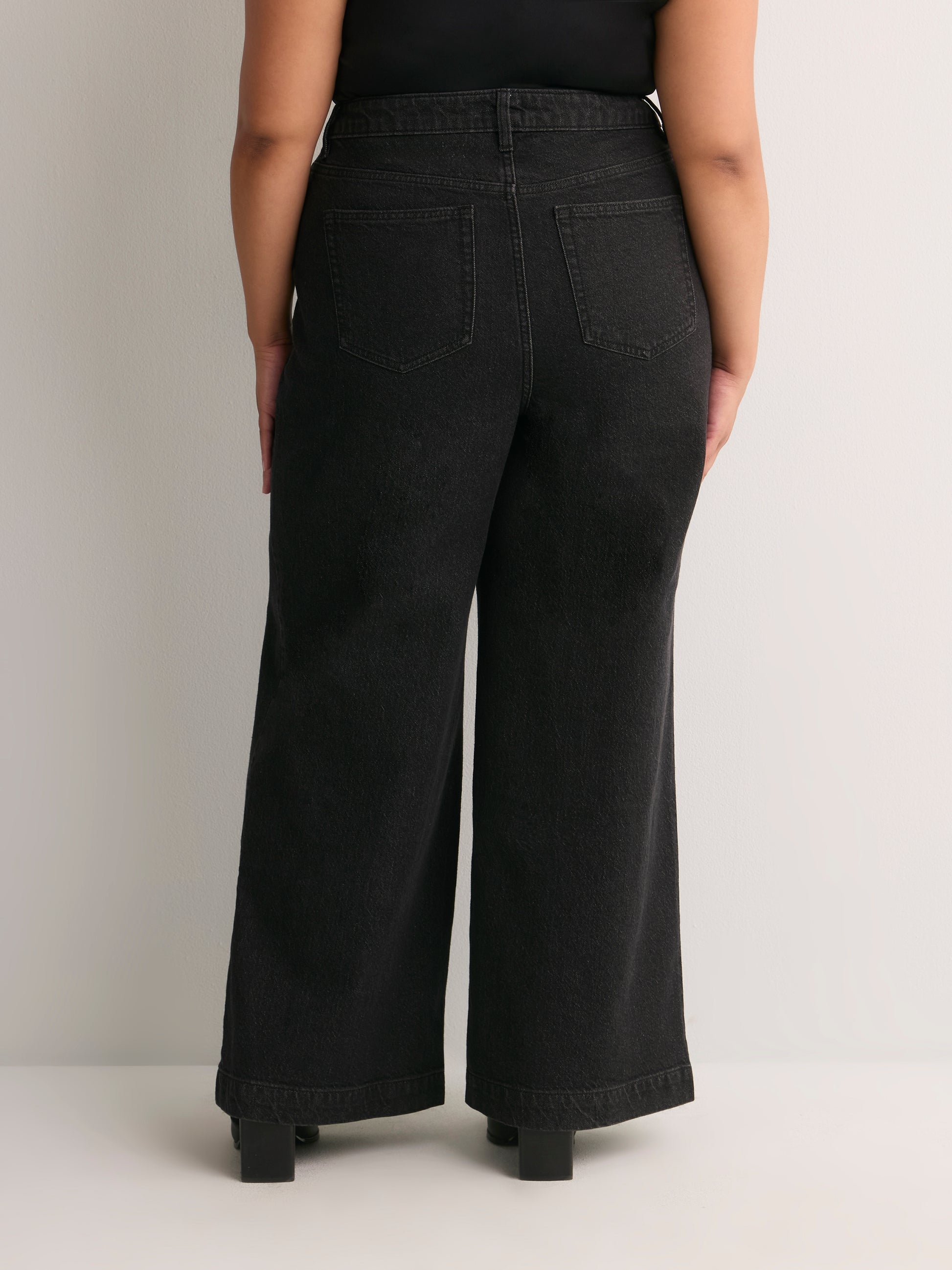 Classic-Fit High-Rise Wide-Leg Black Denim Pant - d/C jeans