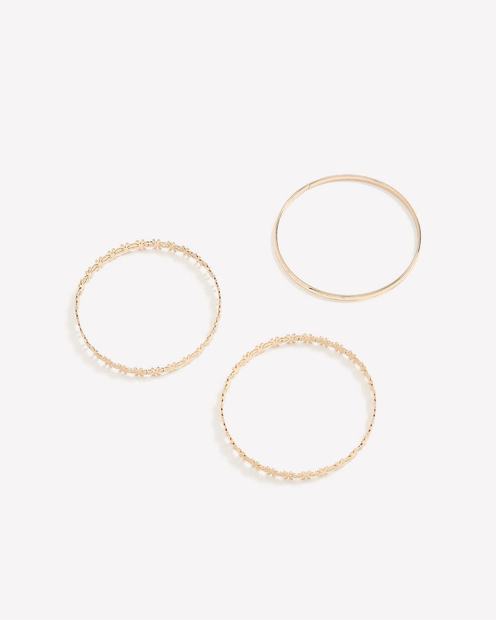 Golden Floral Bangles, Set of 3