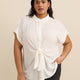Blouse boutonnée avec noeud à la taille