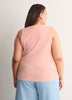 Scoop-Neck Embroidered Ribbed Knit Fitted Tank Top