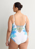 Plunging Lace-Down One-Piece Swim Suit - Bleu by Rod Beattie