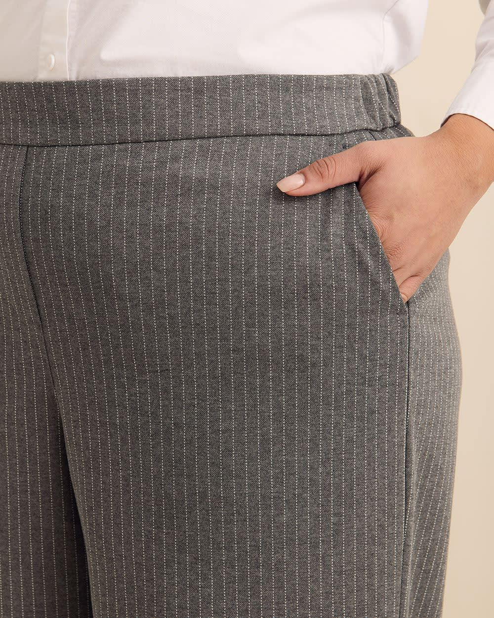 Striped Ponte de Roma Wide-Leg Pant