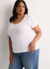 Ribbed Knit Fitted Short-Sleeve T-Shirt