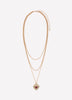 Short Three-Layer Golden Necklace with Heart Pendant