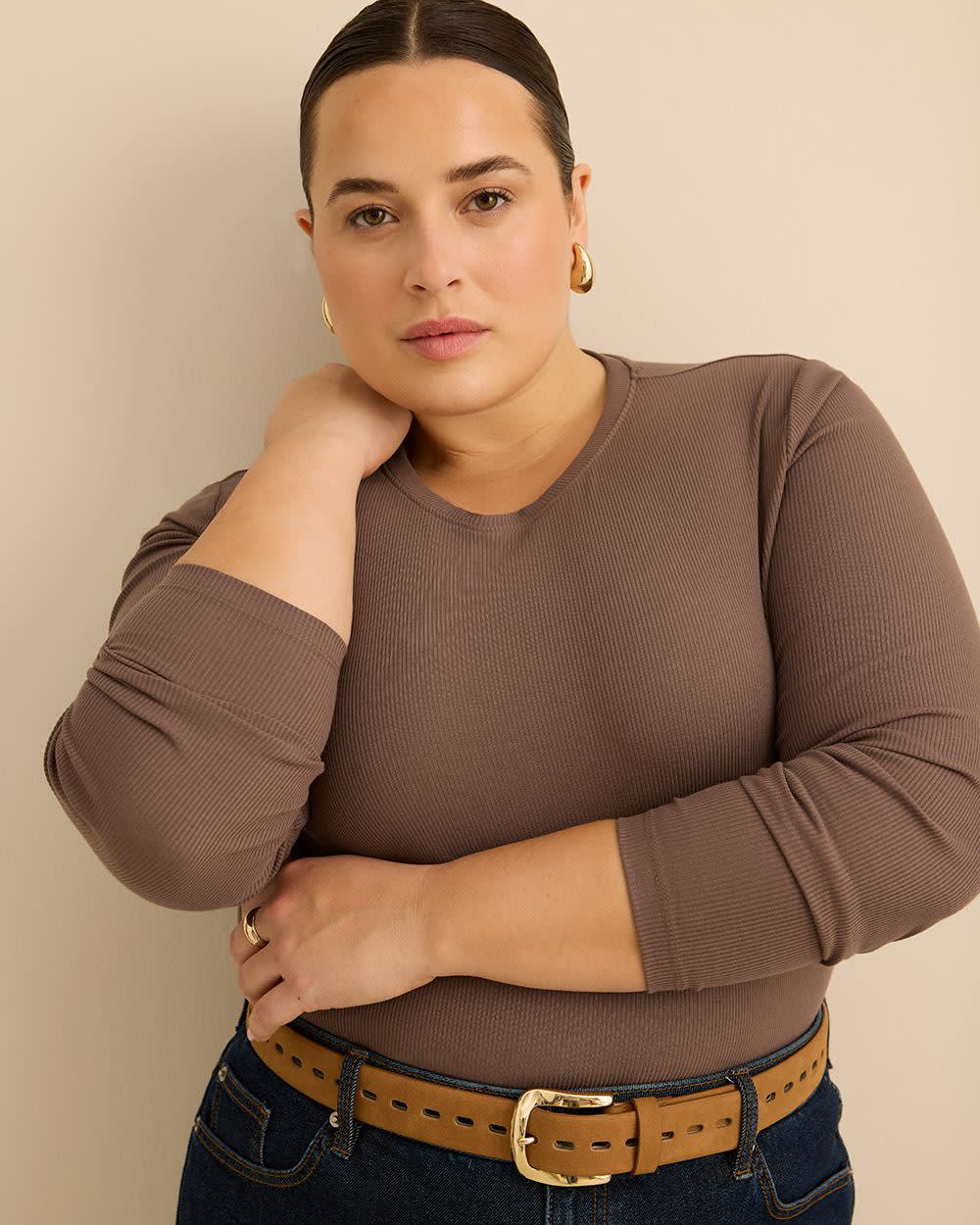 Boyfriend-Fit Ribbed Knit Tee - PENN. Essentials