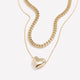 Two-Layer Short Golden Necklace with Heart Pendant