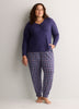 Blue Plaid Brushed Knit Jogger Pant - tiVOGLIO
