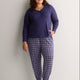 Blue Plaid Brushed Knit Jogger Pant - tiVOGLIO