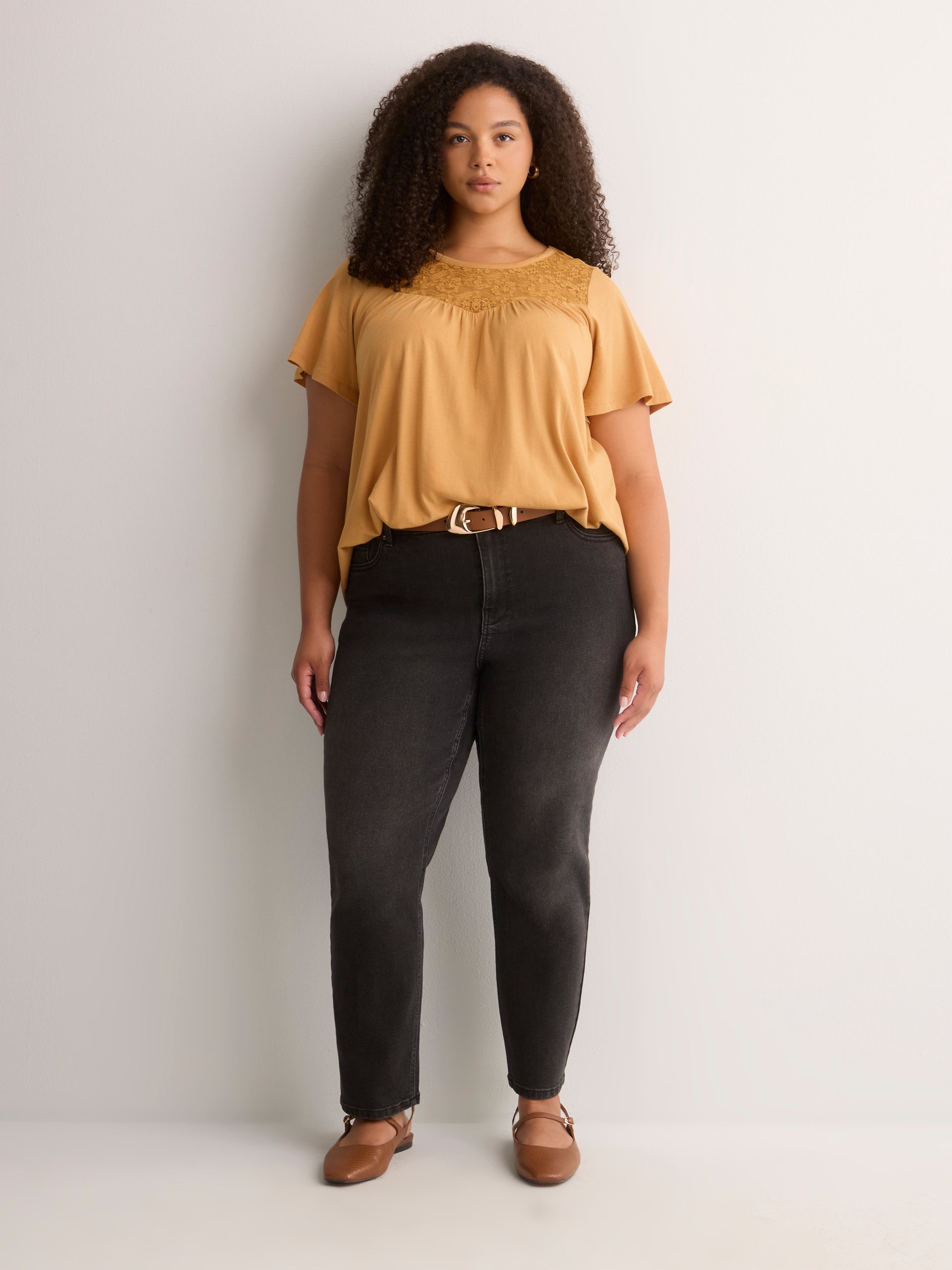 Slight Swing Top with Embroidered Yoke