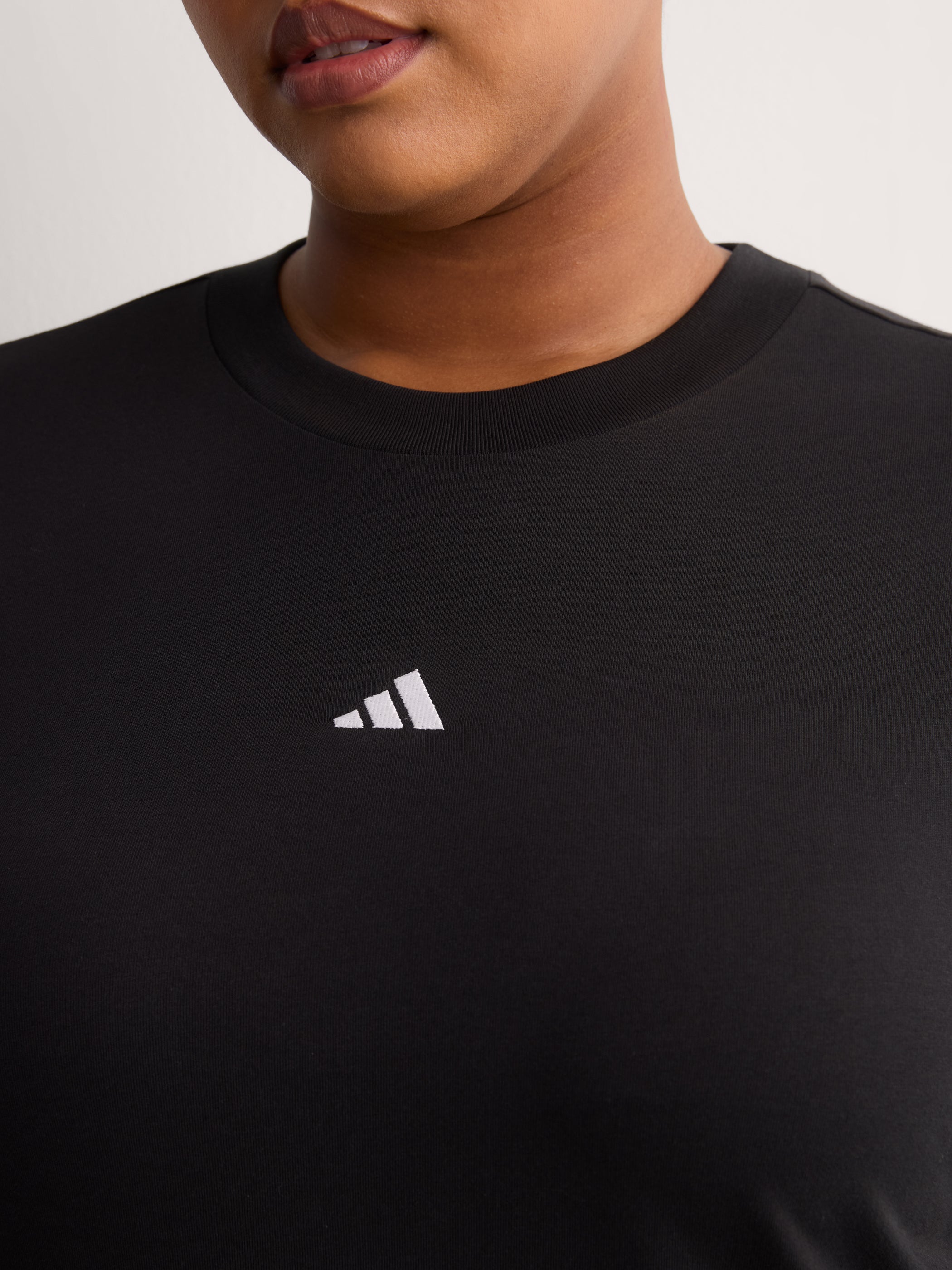 Black Short-Sleeve Crewneck Tee with Small Logo - adidas