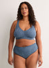 Wireless Blue Leopard Cotton Bra with Lace Trim - tiVOGLIO