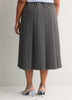 Grey Pleated Pull-On Midi Skirt