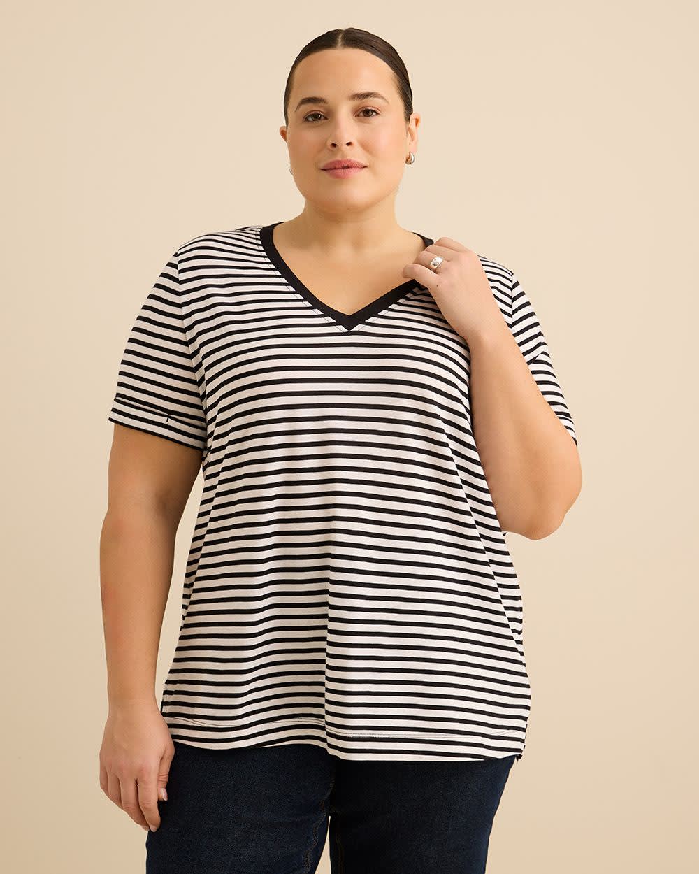 Responsible, V-Neck Boyfriend Tee with Slits