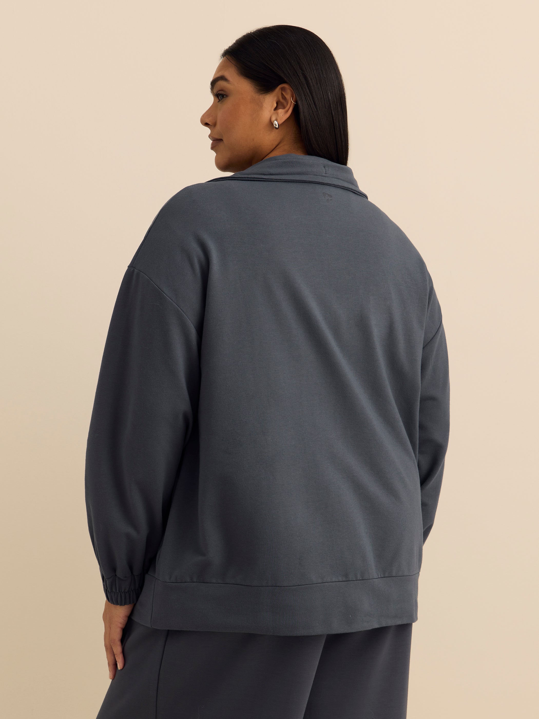Active Zone Plus Size Mock Neck Zipped Jacket French Terry Women's
