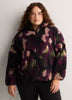 Hooded Printed Sherpa Zippered Jacket - Active Zone