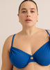 Underwire Blue Satin Ruched Bikini Top