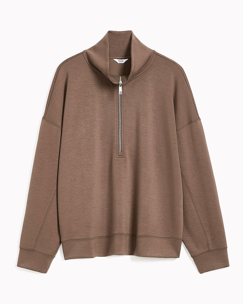 Long-Sleeve Zippered Mock-Neck Top