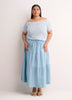 Off-Shoulder Ribbed Knit Fitted Top