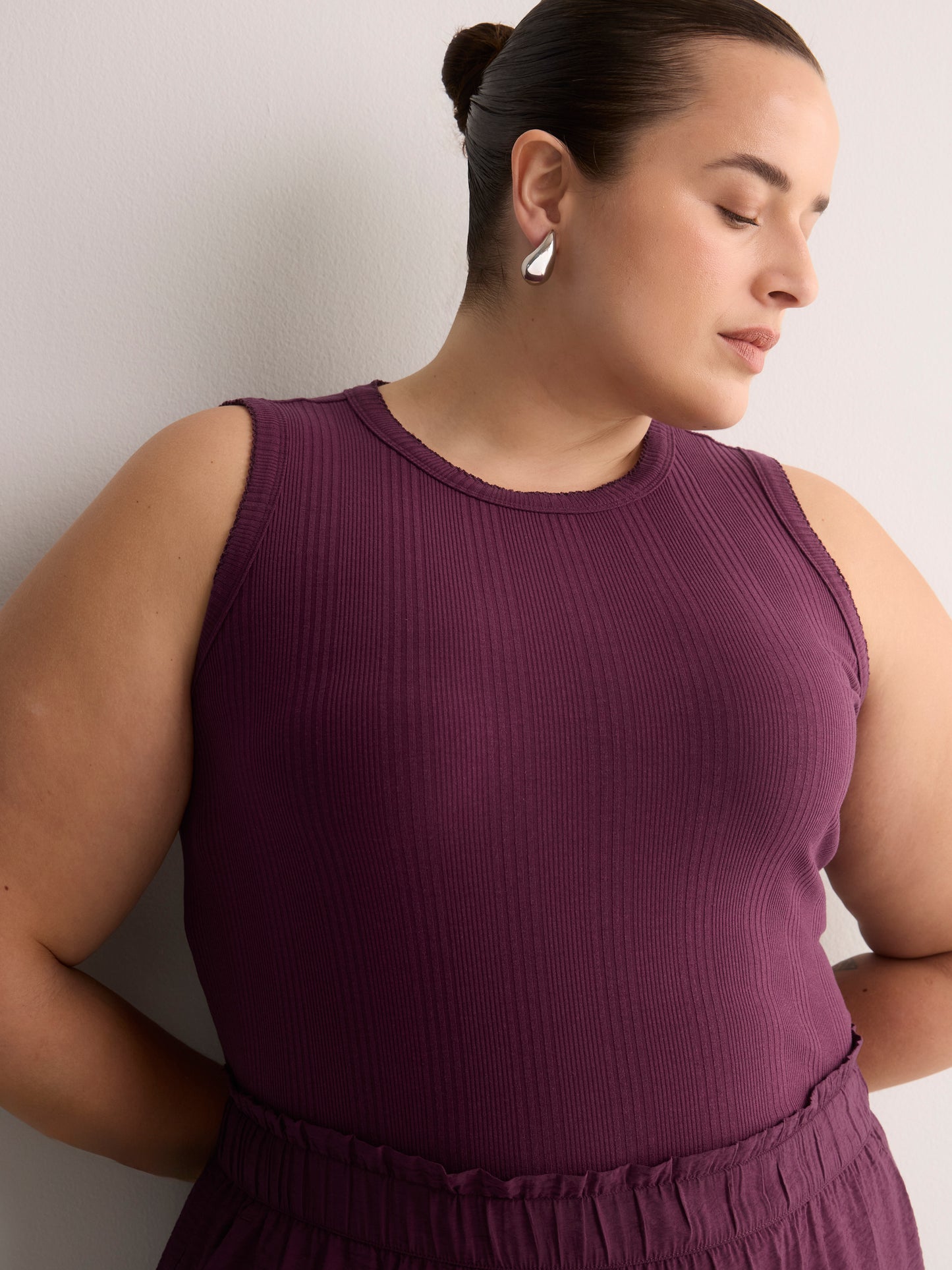 Ribbed Knit Fitted Tank Top