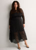 Black Crew-Neck Satin and Lace Maxi Dress - Addition Elle