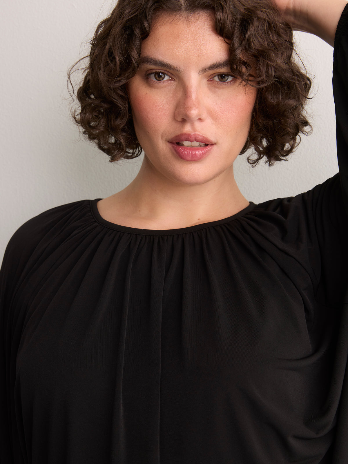 Short Loose-Fit Bubble-Hem Knit Top
