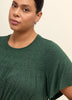 Flutter-Sleeve Knit Top with Smocked Detail