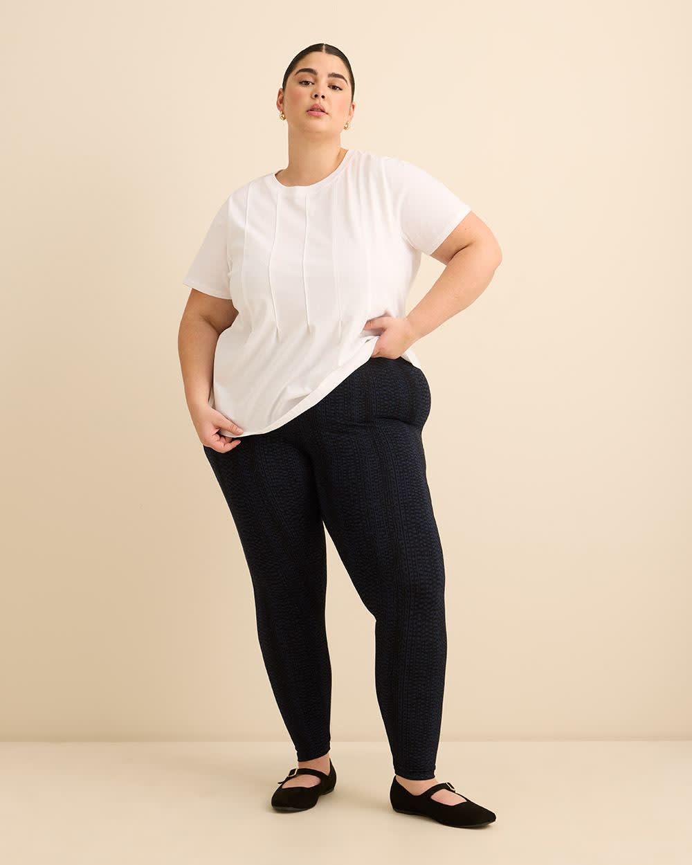 Legging tendance à pois et à rayures, tissu responsable