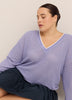 Violet Crochet Waffle Knit V-Neck Pullover - Active Zone