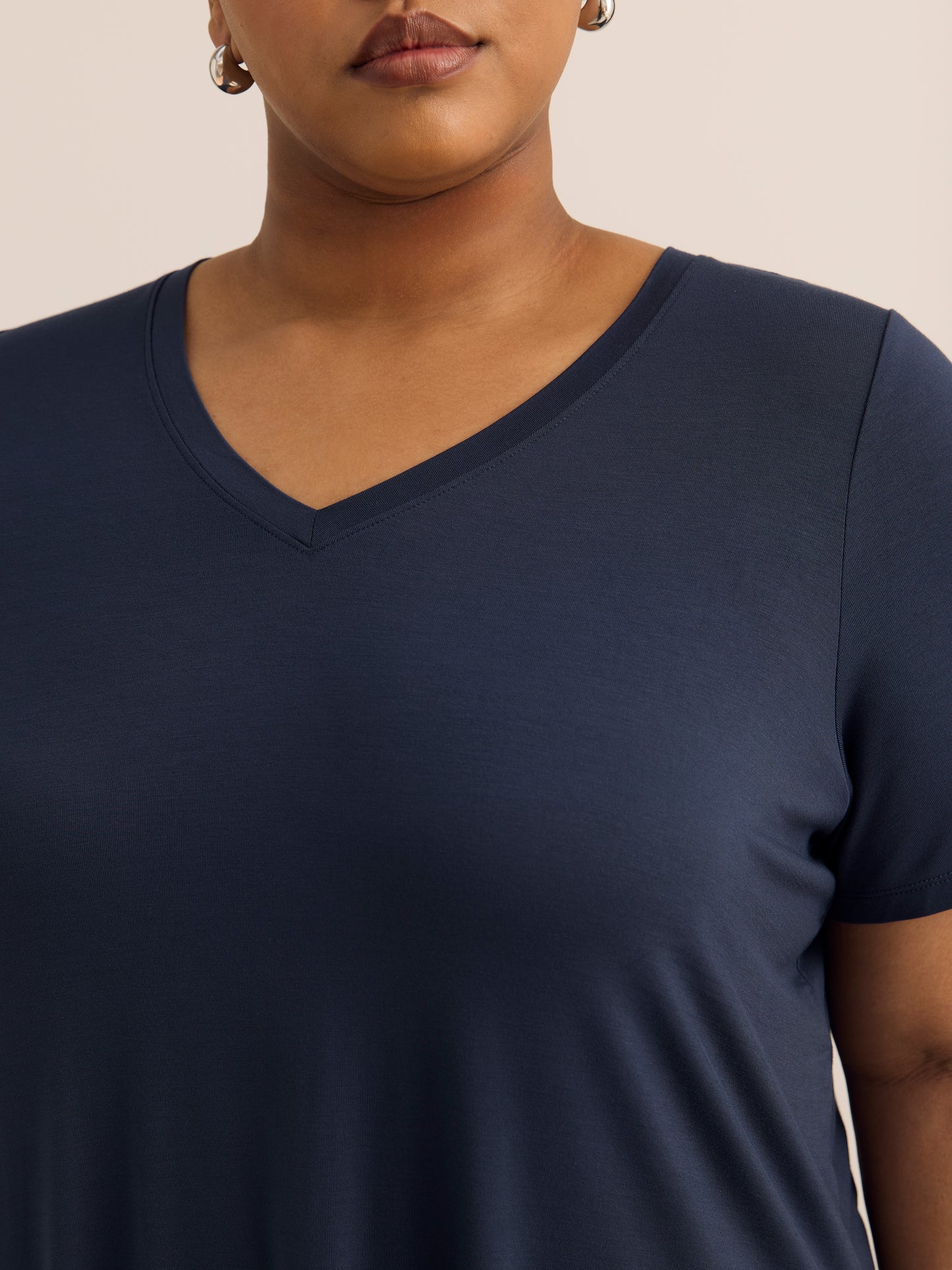 V-Neck Short Sleeve Tunic with Side Slits