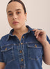 Denim Shirt Dress with Pockets