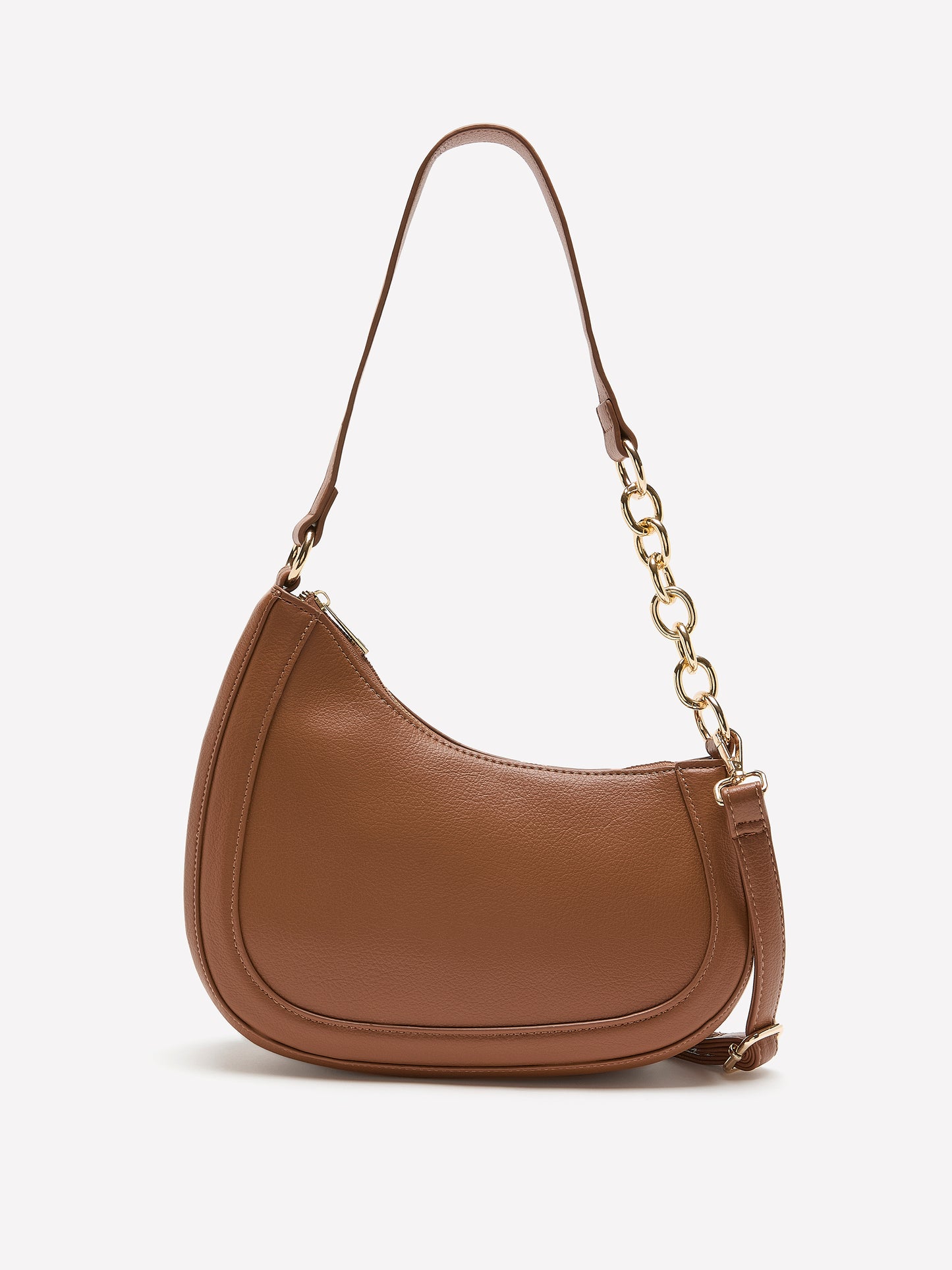 Cognac Uneven Equistrian Pebble Shoulder Bag