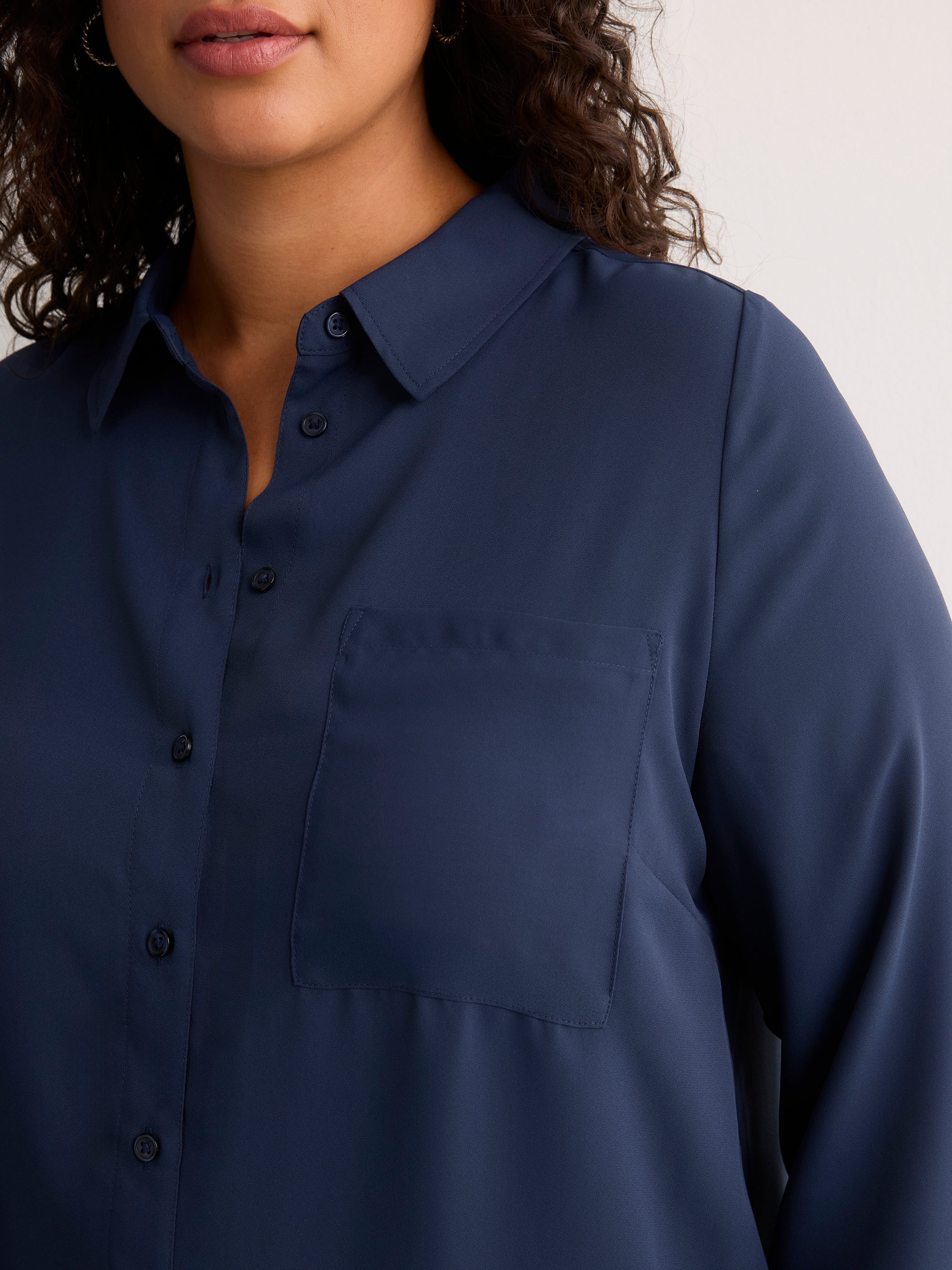 Responsible, Silky Buttoned Down Tunic Shirt