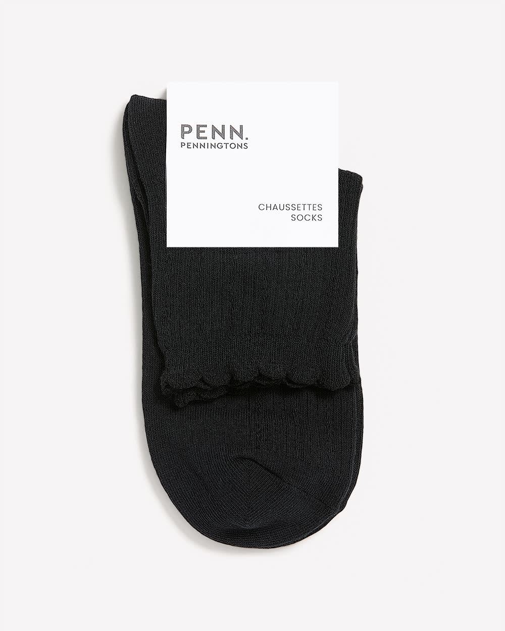 Chaussettes courtes texturées à rebord festonné