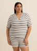 Striped Hooded Short-Sleeve Cover-Up Top - Cover Me