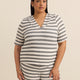 Striped Hooded Short-Sleeve Cover-Up Top - Cover Me