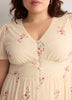 V-Neck Buttoned-Down Midi Dress with Flutter Sleeves - Addition Elle