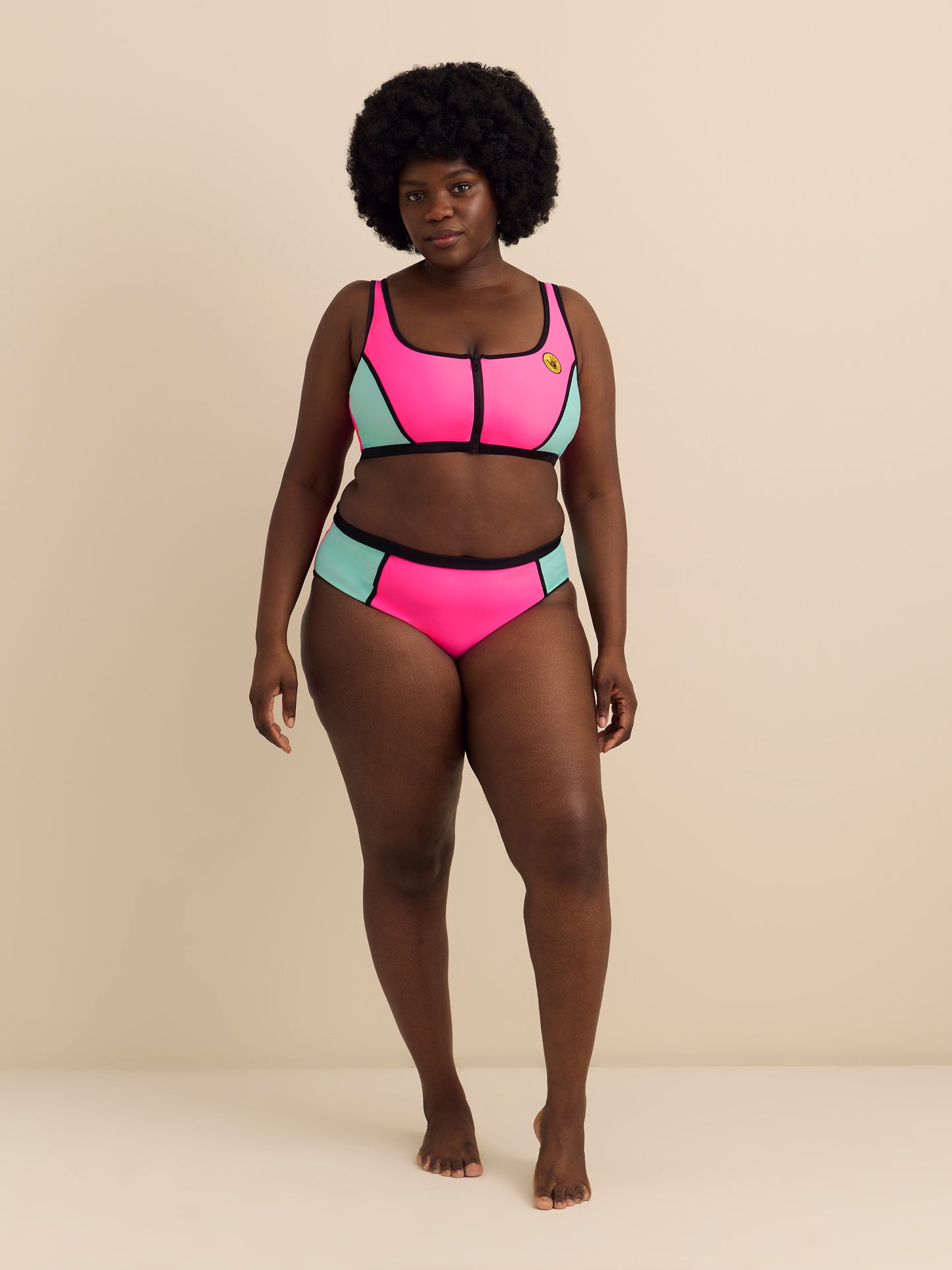 Neon Zippered-Front Crop Swim Top - Body Glove
