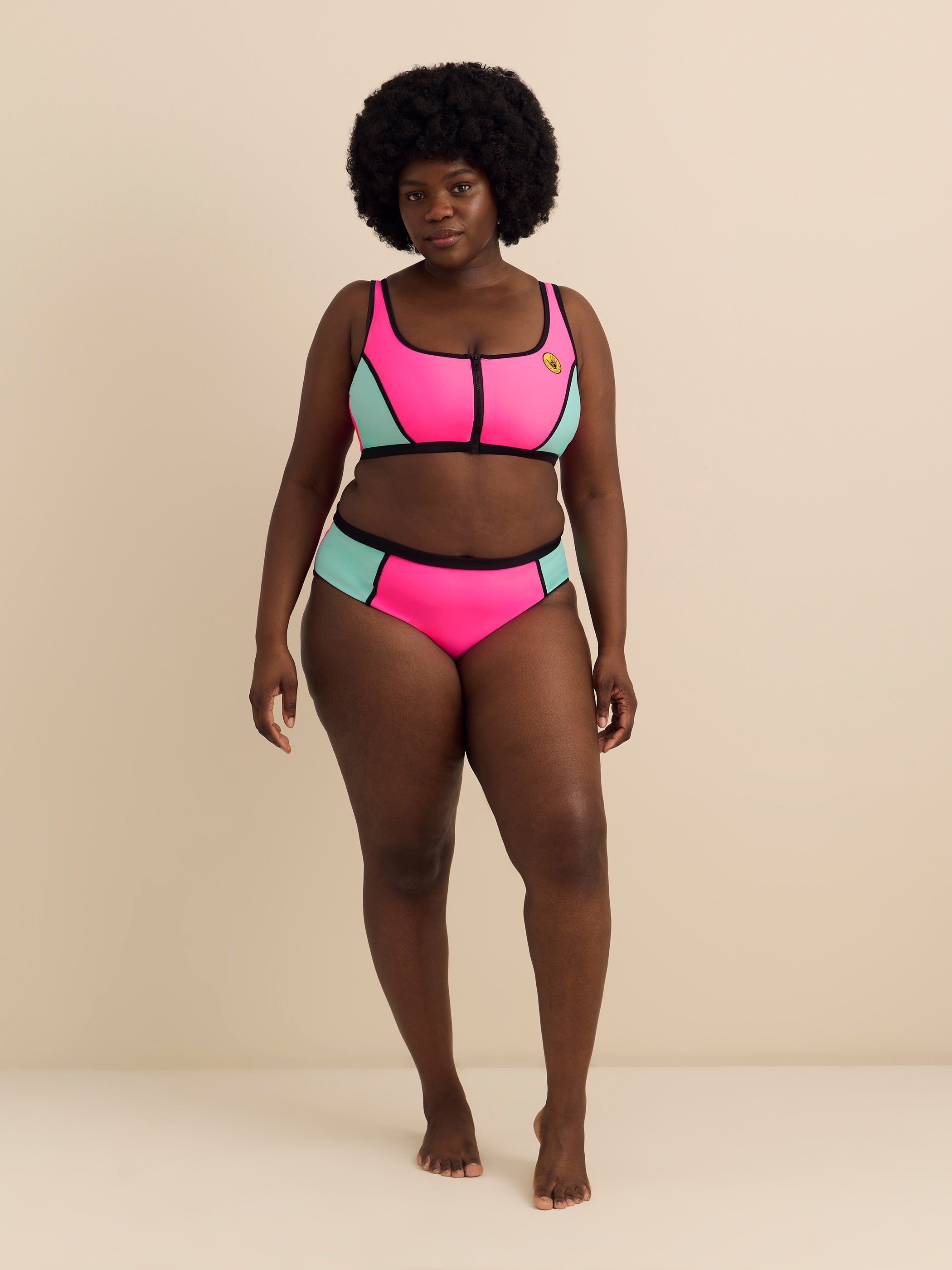 Neon Zippered-Front Crop Swim Top - Body Glove
