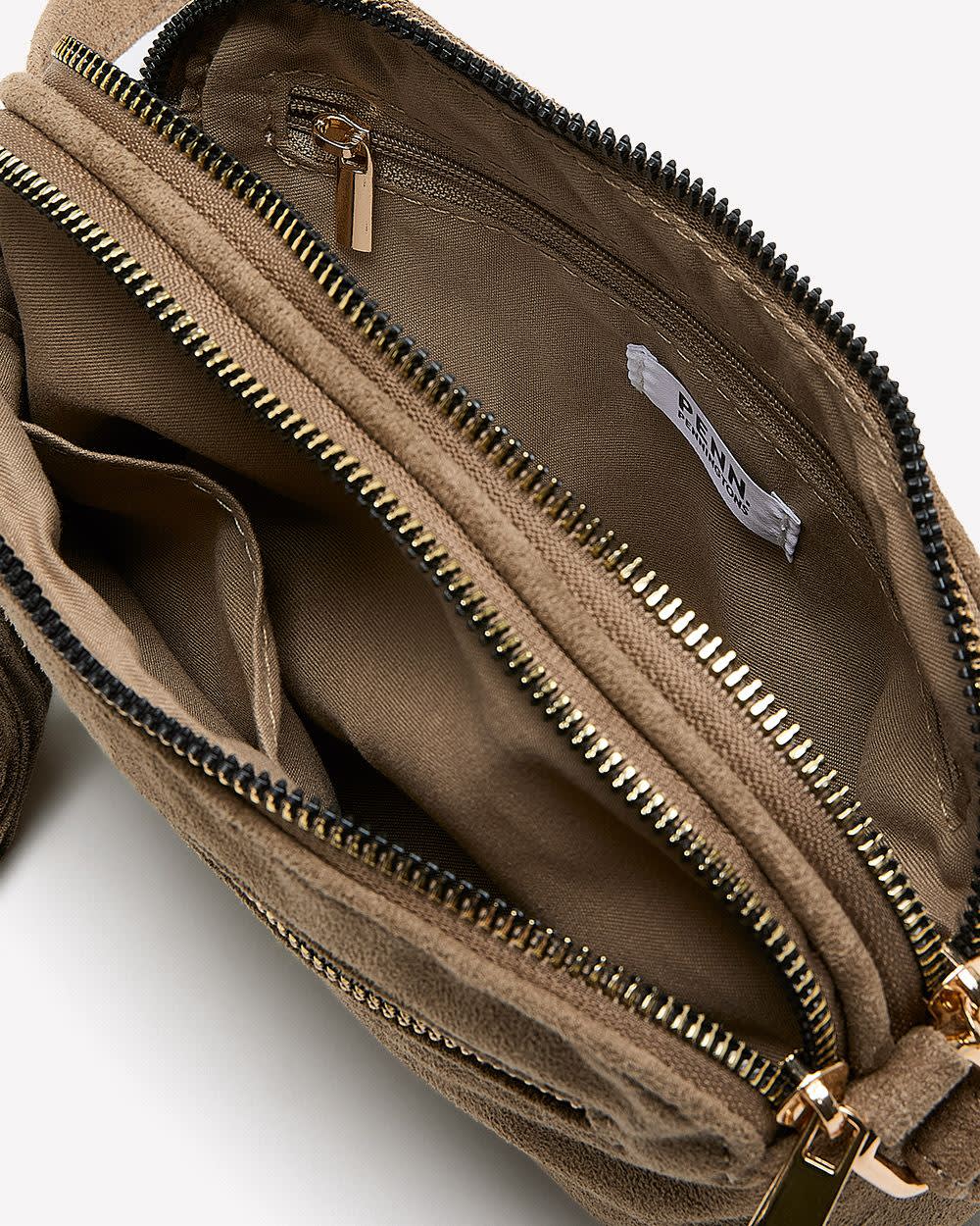 Coloured Suede Double-Zip Crossbody Bag